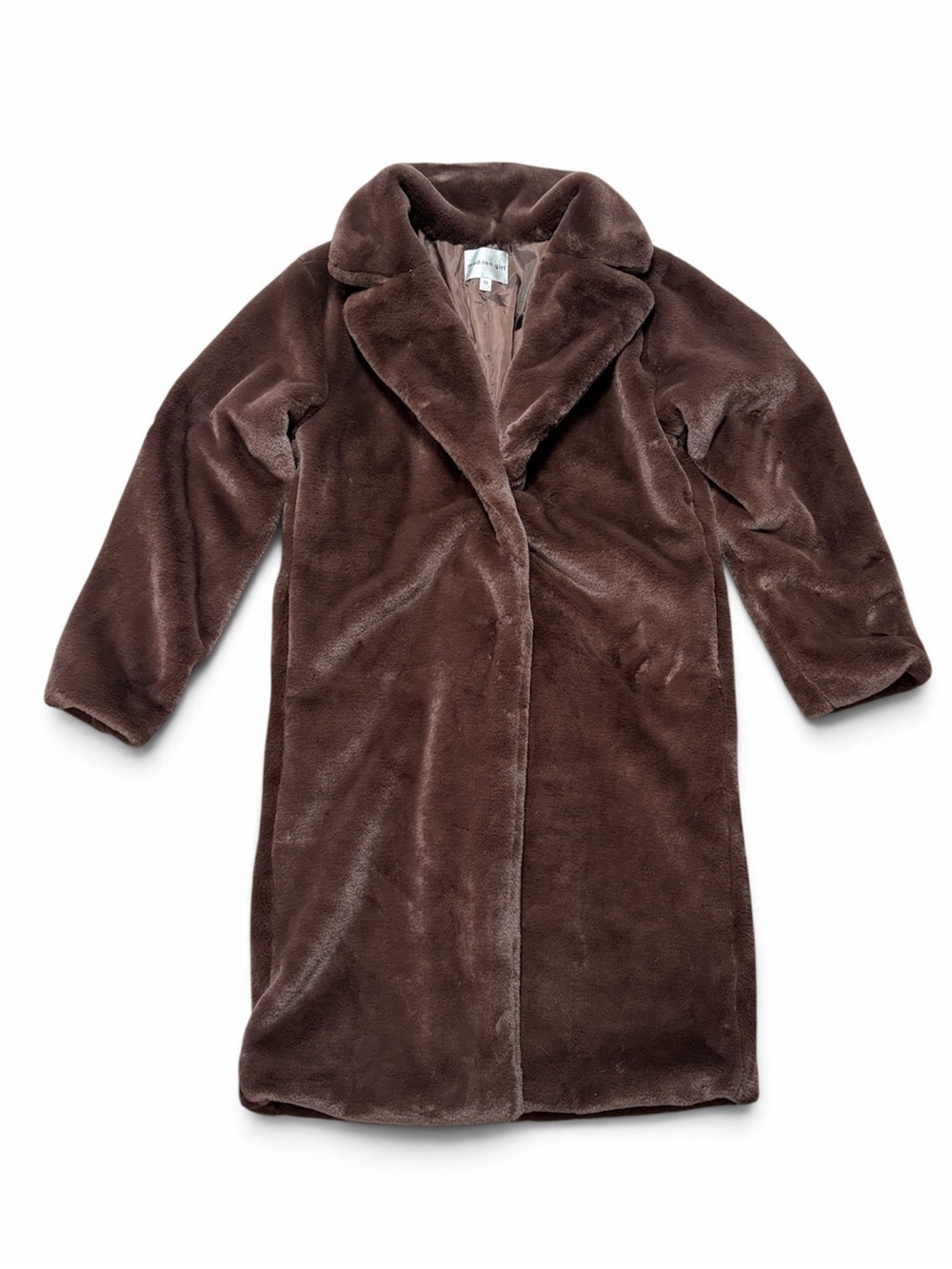 Madden Girl Brown Faux Fur Teddy Coat Women’s Medium NWT